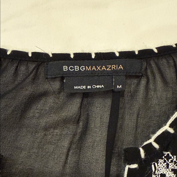 BCBGMAXAZARIA Embroidered Lace Up Neck Tunic Top - Picture 6 of 8